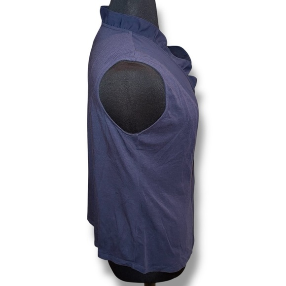 NIC+ZOE Ruffle Around Mixed Media Tank - 1X Navy - Picture 6 of 14